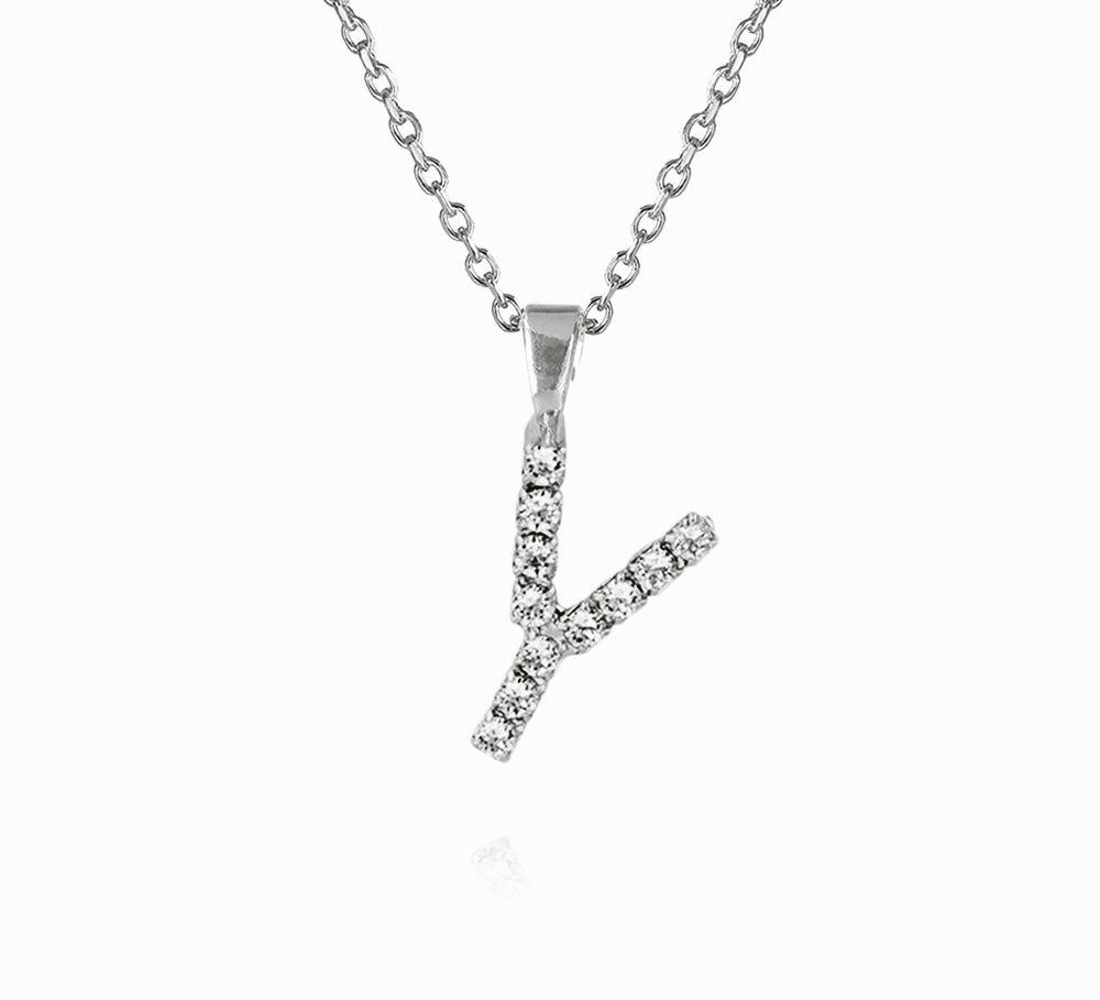 Caroline Svedbom - Mini Letter Necklace Letter Y Rhodium