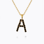 Caroline Svedbom - Mini Letter Black Necklace Letter A Gold