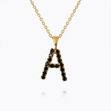Caroline Svedbom - Mini Letter Black Necklace Letter A Gold