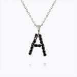Caroline Svedbom - Mini Letter Black Necklace Letter A Rhodium