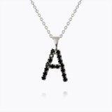 Caroline Svedbom - Mini Letter Black Necklace Letter A Rhodium