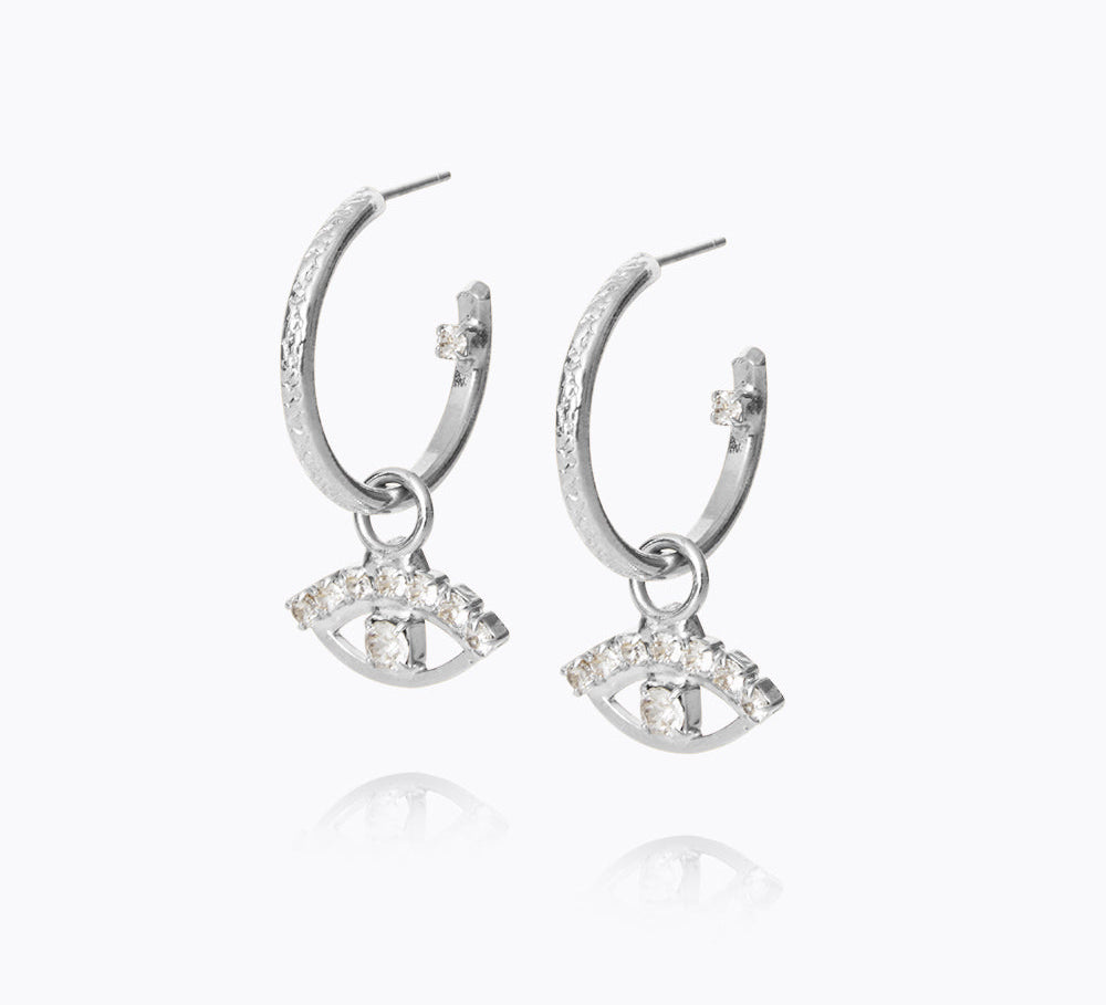 Caroline Svedbom - Petite Greek Eye Earrings Crystal Rhodium