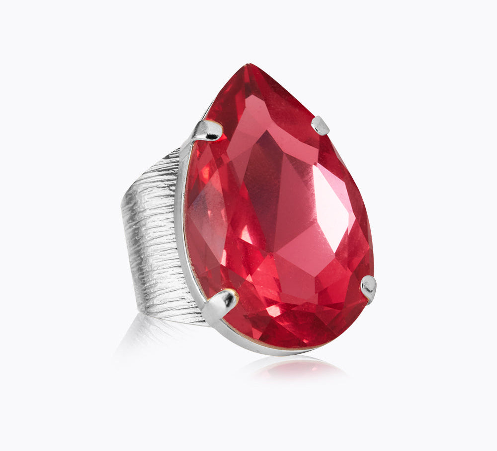 Caroline Svedbom - Perfect Drop Ring Mulberry Red Rhodium