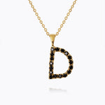 Caroline Svedbom - Mini Letter Black Necklace Letter D Gold