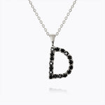 Caroline Svedbom - Mini Letter Black Necklace Letter D Rhodium