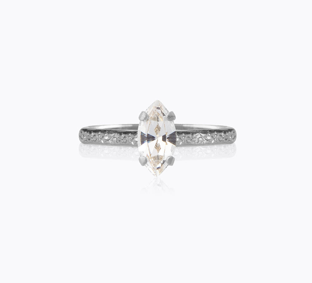 Caroline Svedbom - Petite Navette Ring Crystal Rhodium