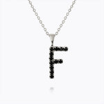 Caroline Svedbom - Mini Letter Black Necklace Letter F Rhodium