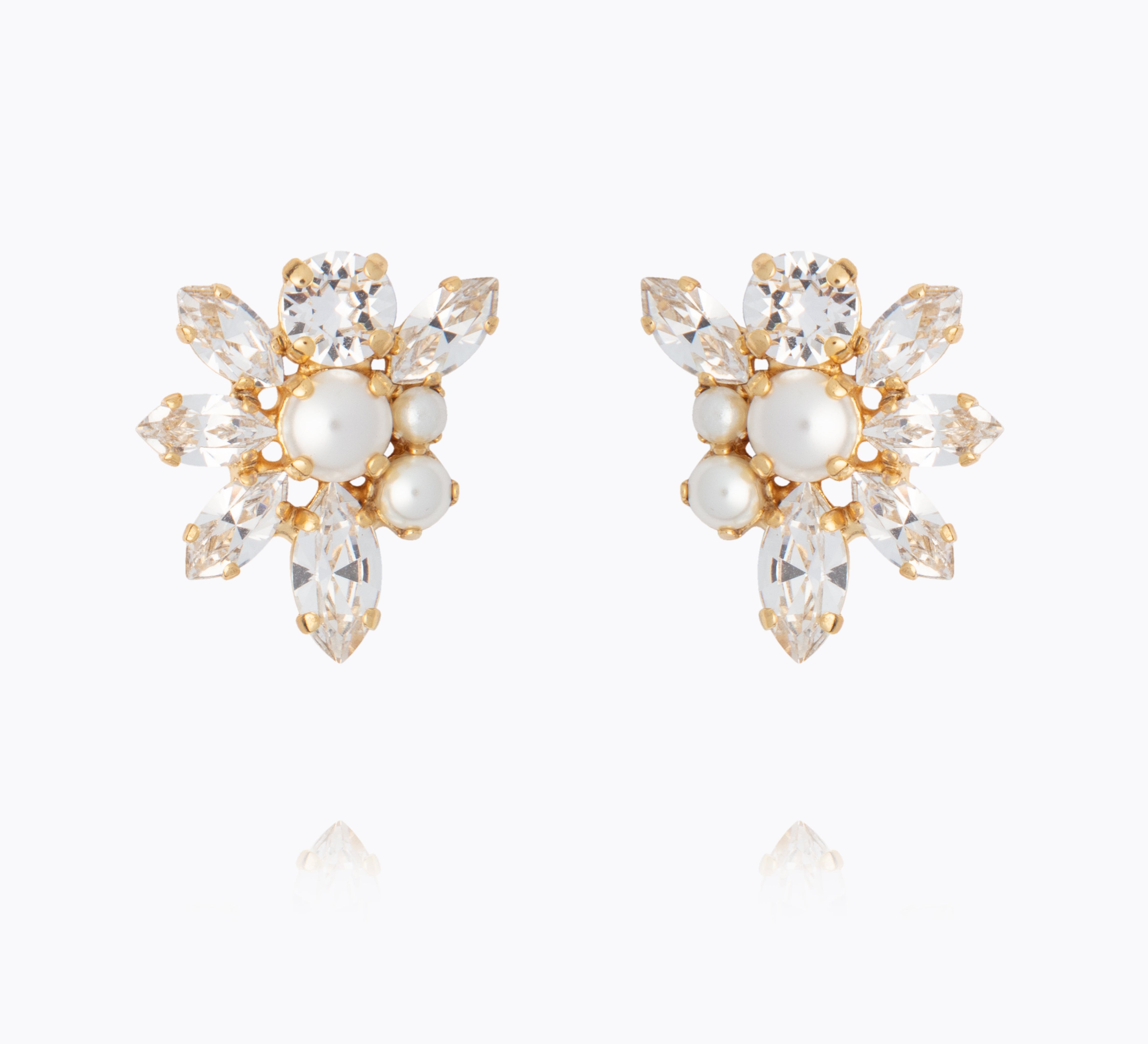 Caroline Svedbom - Floral Pearl Earrings Pearl Crystal Gold