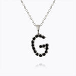 Caroline Svedbom - Mini Letter Black Necklace Letter G Rhodium
