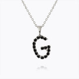 Caroline Svedbom - Mini Letter Black Necklace Letter G Rhodium