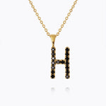 Caroline Svedbom - Mini Letter Black Necklace Letter H Gold