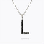 Caroline Svedbom - Mini Letter Black Necklace Letter L Rhodium