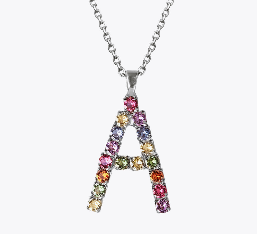 Letter Necklace A / Rainbow Combo