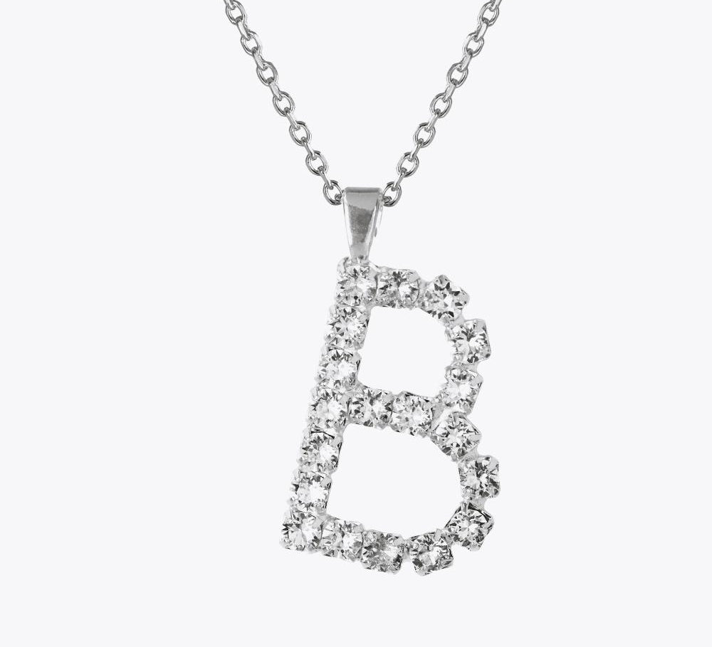 Caroline Svedbom - Letter Necklace Crystal Rhodium 70 Letter B Cm