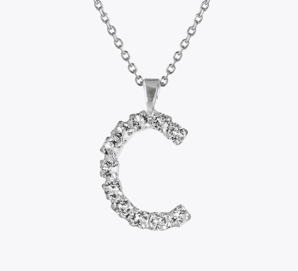 Caroline Svedbom - Letter Necklace Crystal Rhodium 70 Letter C Cm