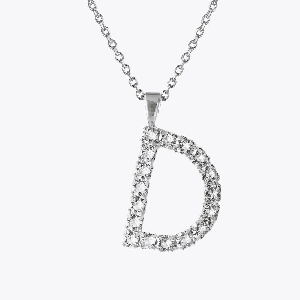 Caroline Svedbom - Letter Necklace Crystal Rhodium 70 Letter D Cm