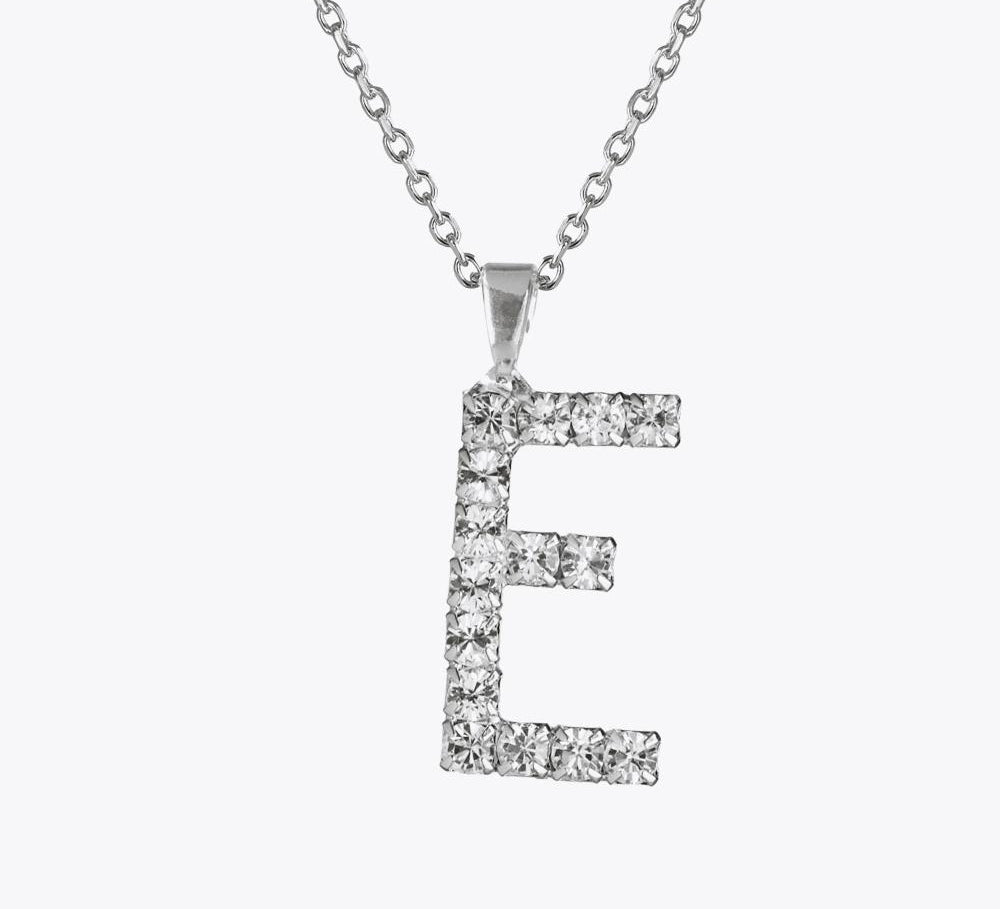 Caroline Svedbom - Letter Necklace Crystal Rhodium 70 Letter E Cm