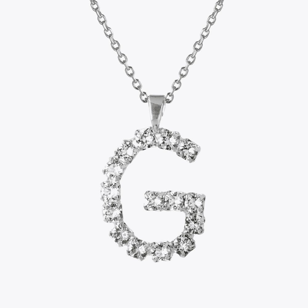 Caroline Svedbom - Letter Necklace Crystal Rhodium 70 Letter G Cm