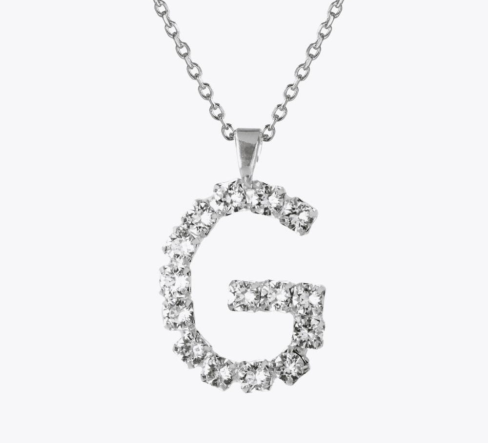 Caroline Svedbom - Letter Necklace Crystal Rhodium 70 Letter G Cm