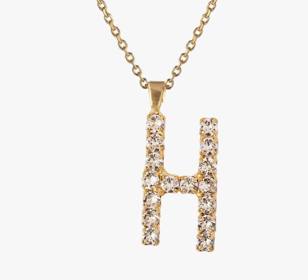 Caroline Svedbom - Letter Necklace Crystal Gold 70 Letter H Cm