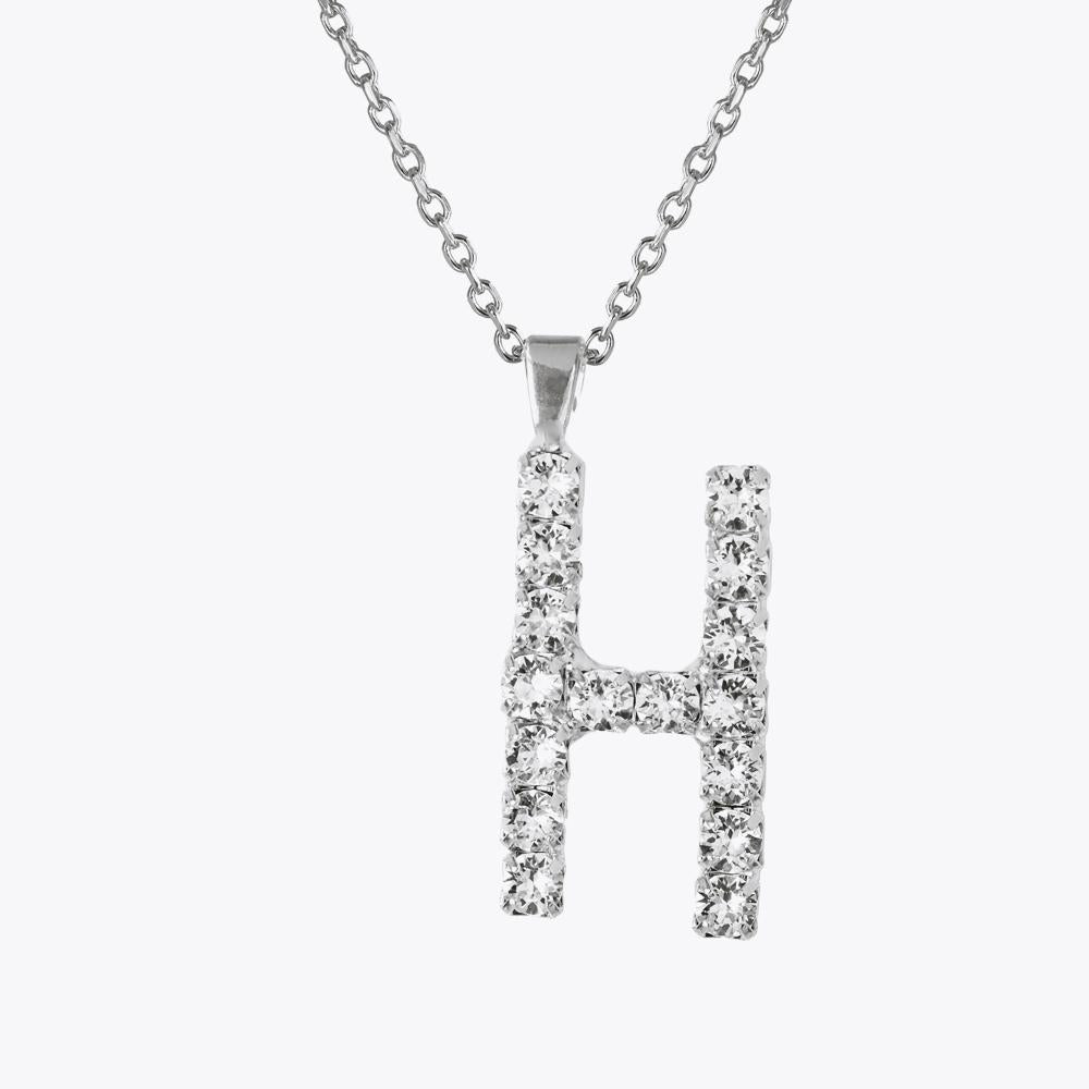 Caroline Svedbom - Letter Necklace Crystal Rhodium 70 Letter H Cm