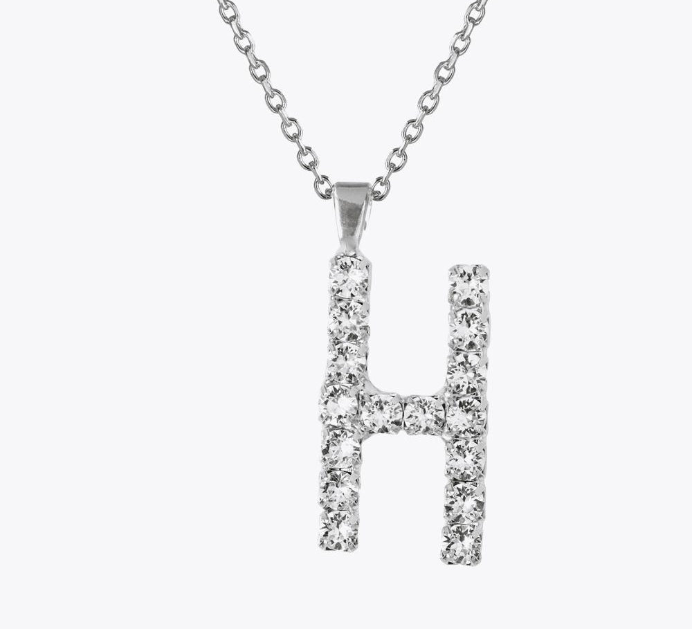 Caroline Svedbom - Letter Necklace Crystal Rhodium 70 Letter H Cm