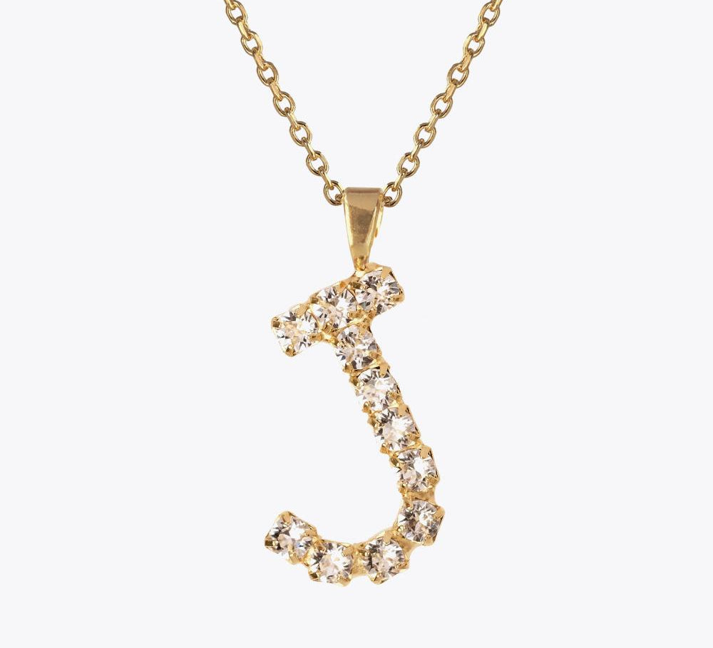 Caroline Svedbom - Letter Necklace Crystal Gold 70 Letter J Cm