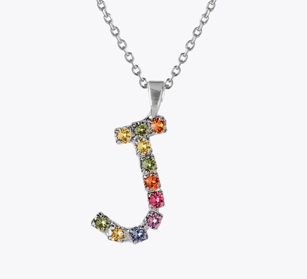 Letter Necklace J / Rainbow Combo