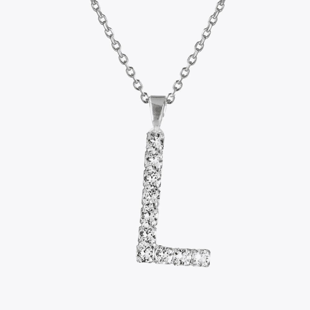 Caroline Svedbom - Letter Necklace Crystal Rhodium 70 Letter L Cm