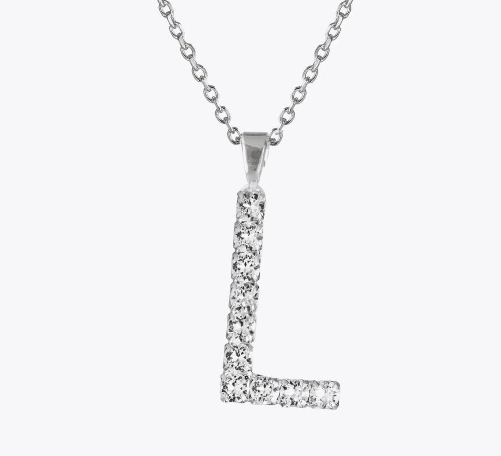 Caroline Svedbom - Letter Necklace Crystal Rhodium 70 Letter L Cm