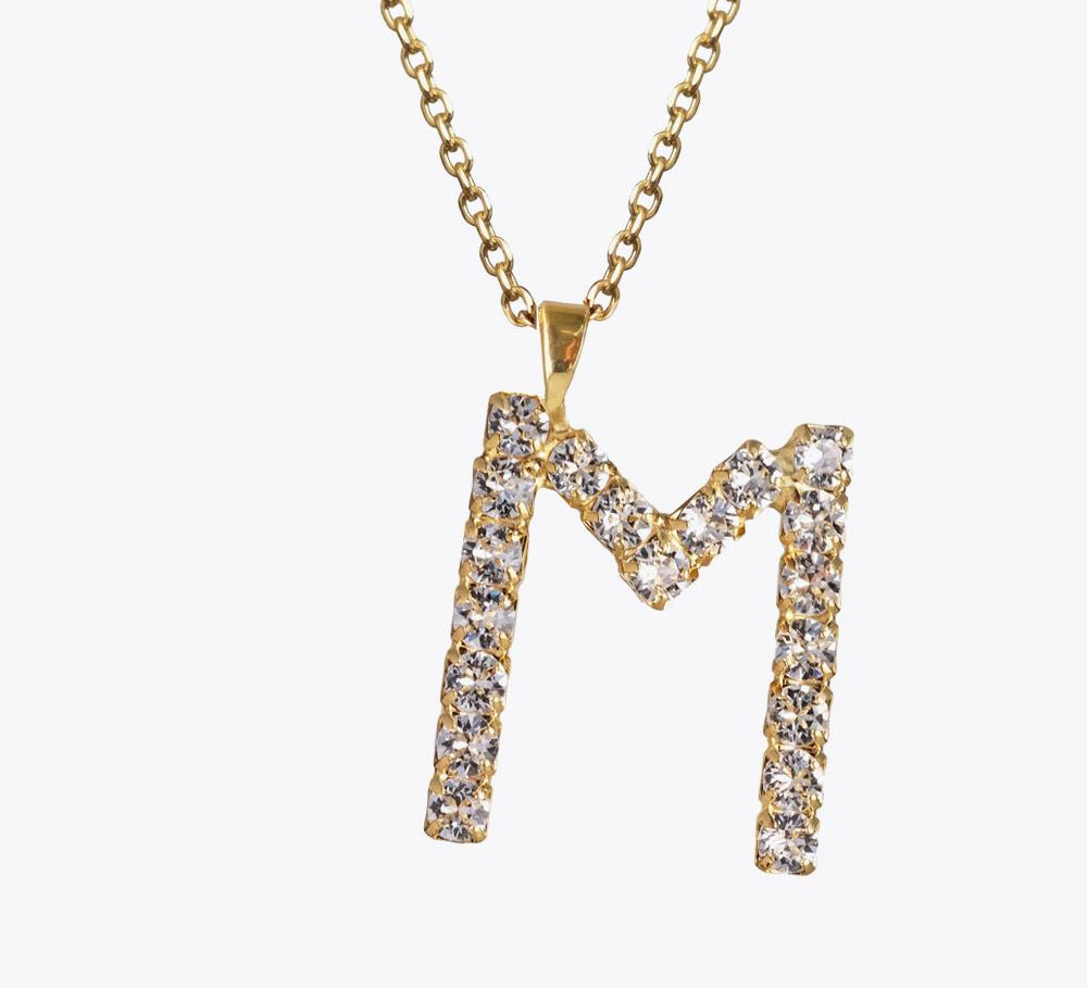 Caroline Svedbom - Letter Necklace Crystal Gold 70 Letter M Cm