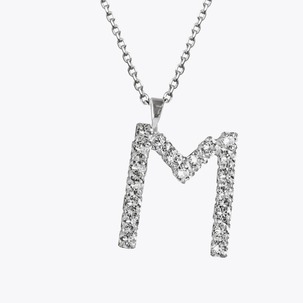Caroline Svedbom - Letter Necklace Crystal Rhodium 70 Letter M Cm