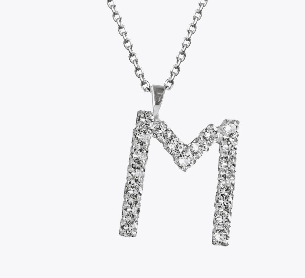 Caroline Svedbom - Letter Necklace Crystal Rhodium 70 Letter M Cm
