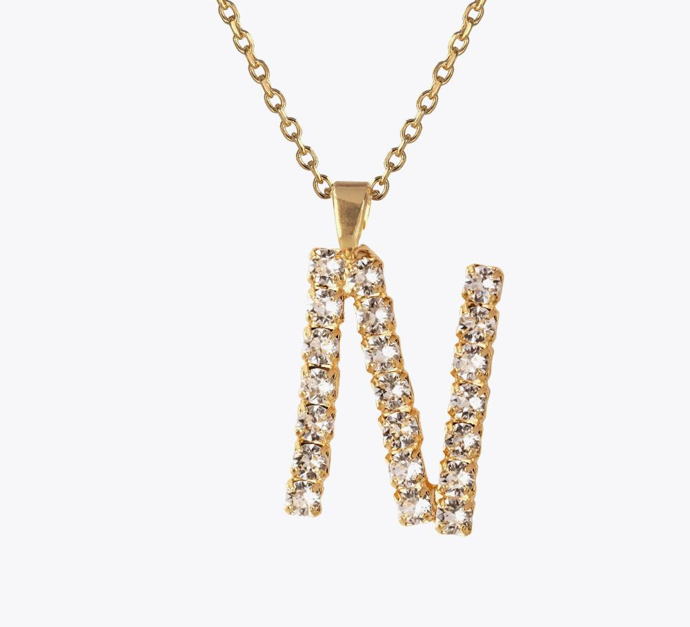 Caroline Svedbom - Letter Necklace Crystal Gold 70 Letter N Cm