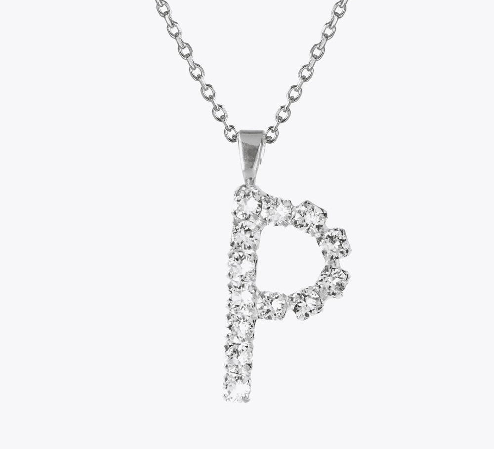 Caroline Svedbom - Letter Necklace Crystal Rhodium 70 Letter P Cm