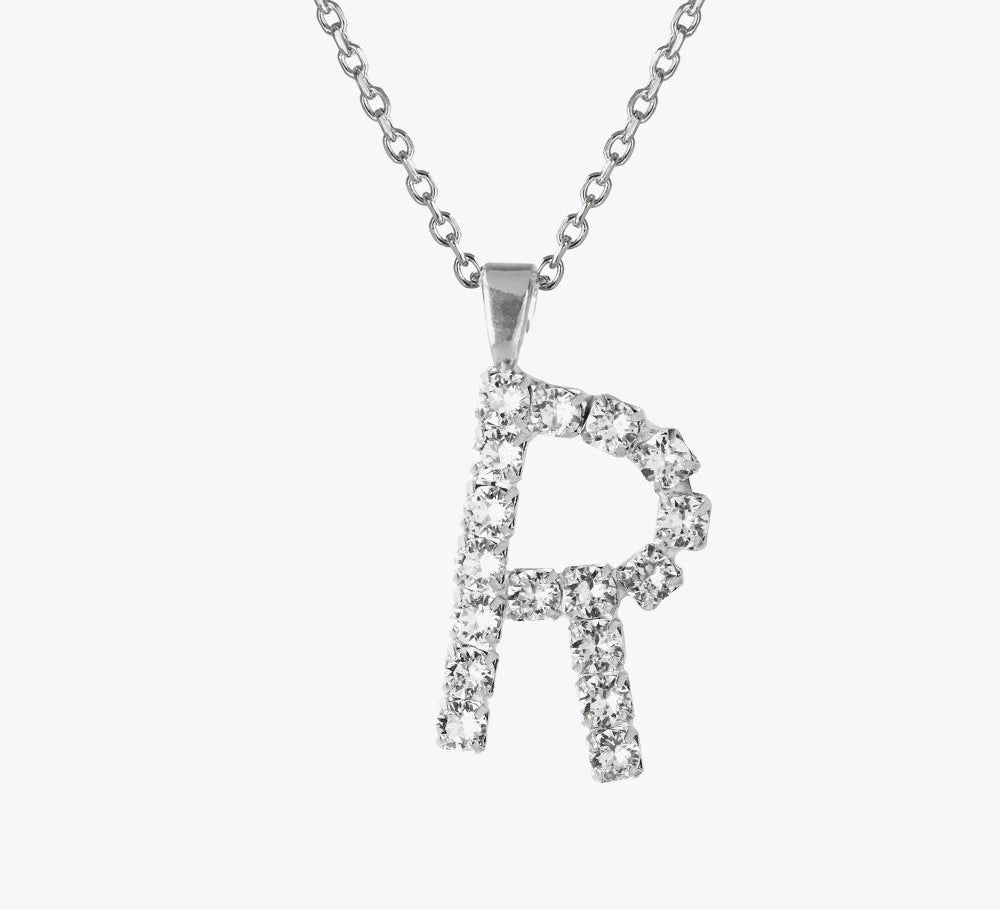Caroline Svedbom - Letter Necklace Crystal Rhodium 70 Letter R Cm