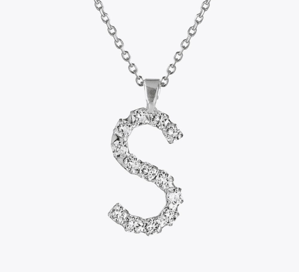 Caroline Svedbom - Letter Necklace Crystal Rhodium 70 Letter S Cm