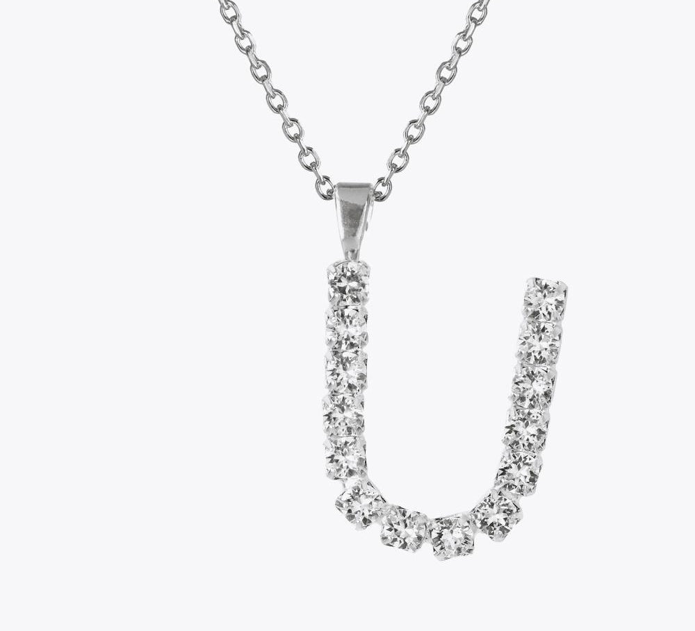 Caroline Svedbom - Letter Necklace Crystal Rhodium 70 Letter U Cm