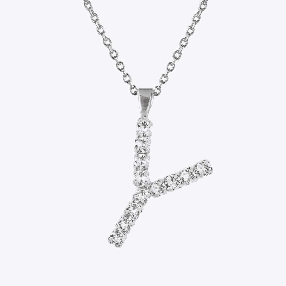 Caroline Svedbom - Letter Necklace Crystal Rhodium 70 Letter Y Cm