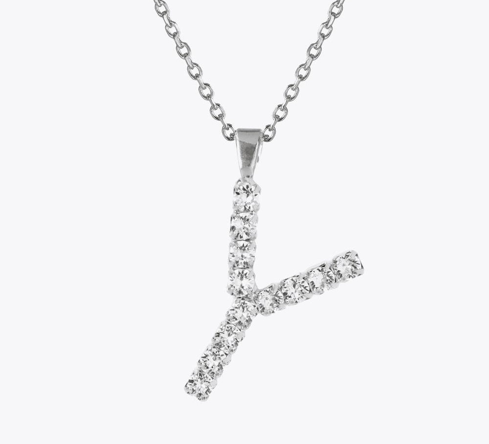Caroline Svedbom - Letter Necklace Crystal Rhodium 70 Letter Y Cm
