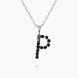 Caroline Svedbom - Mini Letter Black Necklace Letter P Rhodium
