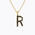 Caroline Svedbom - Mini Letter Black Necklace Letter R Gold