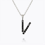 Caroline Svedbom - Mini Letter Black Necklace Letter V Rhodium