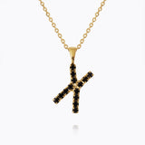 Caroline Svedbom - Mini Letter Black Necklace Letter X Gold