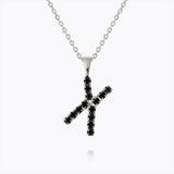 Caroline Svedbom - Mini Letter Black Necklace Letter X Rhodium