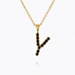 Caroline Svedbom - Mini Letter Black Necklace Letter Y Gold