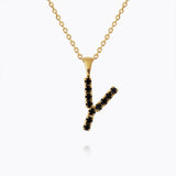 Caroline Svedbom - Mini Letter Black Necklace Letter Y Gold