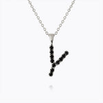Caroline Svedbom - Mini Letter Black Necklace Letter Y Rhodium