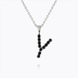 Caroline Svedbom - Mini Letter Black Necklace Letter Y Rhodium