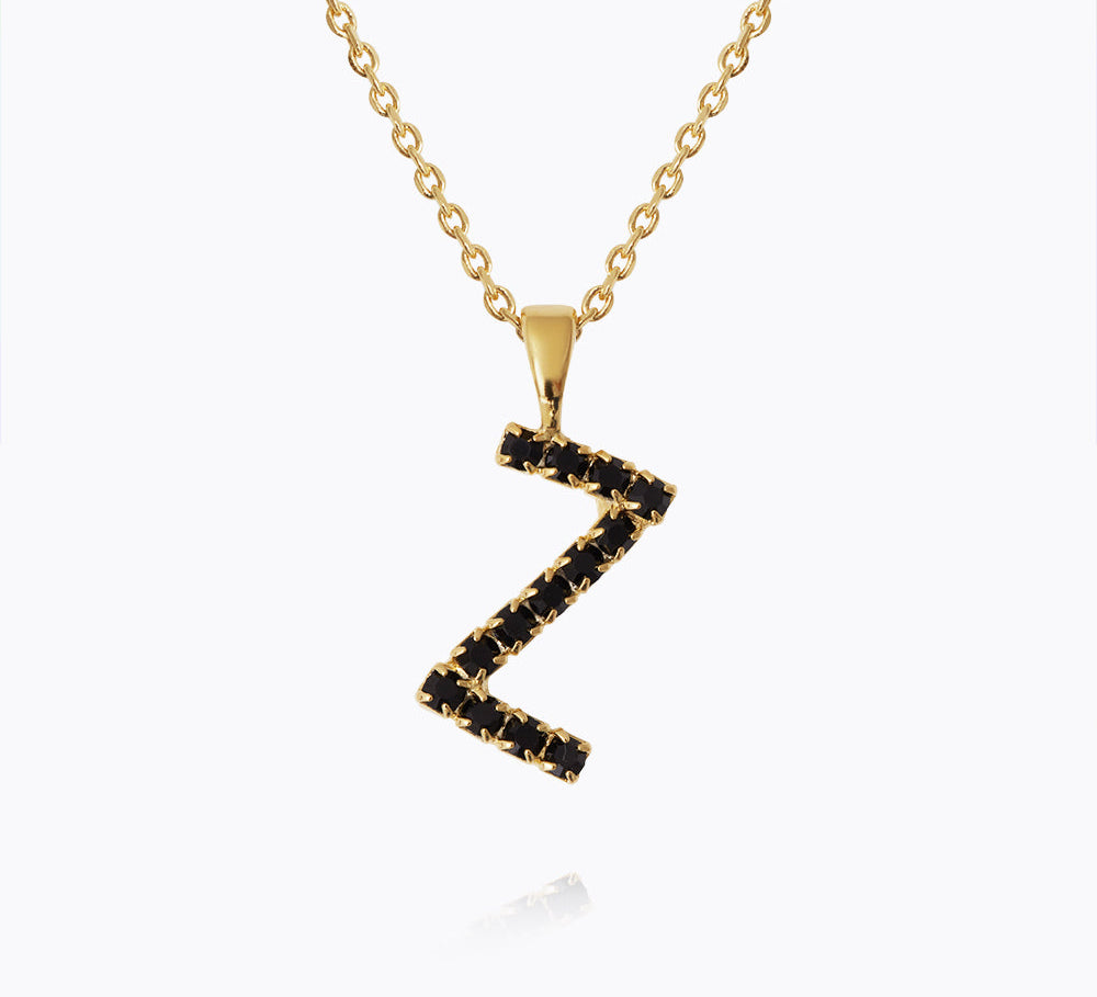 Caroline Svedbom - Mini Letter Black Necklace Letter Z Gold